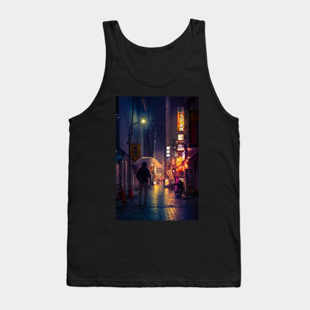 Neon Noir Street Reflecting the warm yellow and orange light from the bar area. Tank Top by TokyoLuv